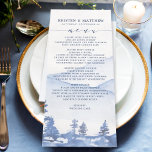 Waterverf rustieke blauwe berg bruiloft menu<br><div class="desc">Verras uw huwelijksgasten met een voorproefje van elegantie en verfijning met onze Blue Mountain Waterverf Wedding Menu Kaart. Geïnspireerd door de serene schoonheid van natuur, is deze menukaart doordacht ontworpen om de essentie van je liefdesverhaal vast te leggen. Elk menu toont een delicaat waterverf-ontwerp, dat de koele tinten van een...</div>
