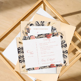 Waterverf rustieke bloemen bruiloft details info informatiekaartje