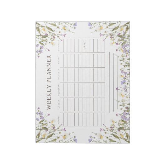 Waterverf rustieke bloemen weekplanner notitieblok (Linkerzijde)