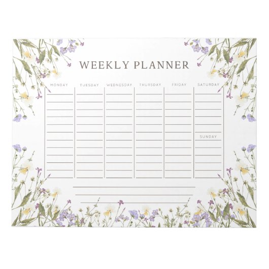 Waterverf rustieke bloemen weekplanner notitieblok (Voorkant)