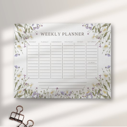 Waterverf rustieke bloemen weekplanner notitieblok