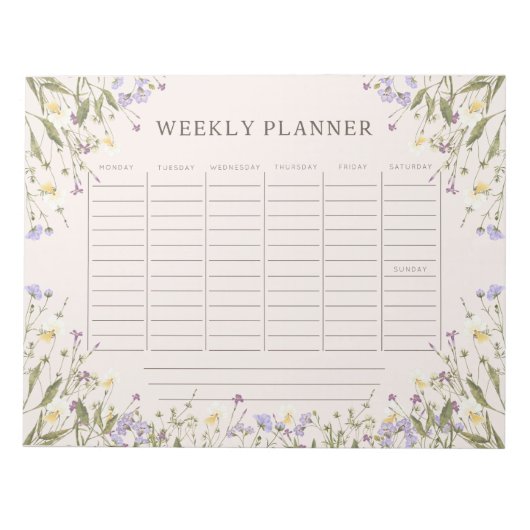 Waterverf rustieke bloemen weekplanner notitieblok (Voorkant)