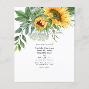 Waterverf Rustieke Boheemse Zonnebloem Bruiloft Flyer