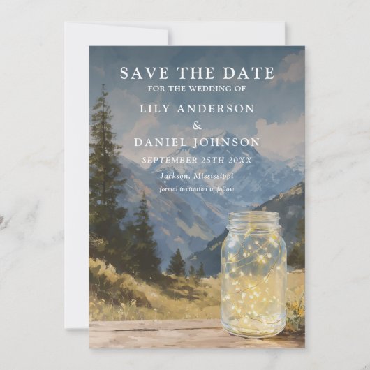 Waterverf Rustieke Boho Berg Metselwerk Pot Trouwf Save The Date (Voorkant)