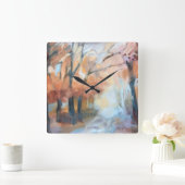 Waterverf rustieke boho oranje geelbruine herfst vierkante klok (Huis)