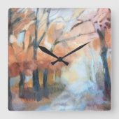 Waterverf rustieke boho oranje geelbruine herfst vierkante klok (Voorkant)