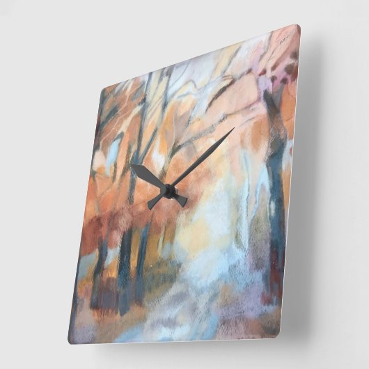 Waterverf rustieke boho oranje geelbruine herfst vierkante klok (Hoek)