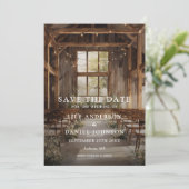 Waterverf Rustieke Boho Schuur Slingers Bruiloft Save The Date (Staand voorkant)