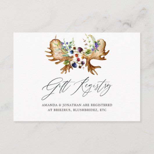 Waterverf rustieke bos bruiloft geschenk register informatiekaartje (Voorkant)