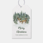 Waterverf rustieke bos herten kerst cadeaulabel (Voorkant)