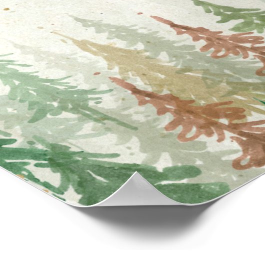 Waterverf Rustieke bos pijnbomen zitgrafiek Poster (Hoek)