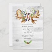 Waterverf Rustieke Bos QR Code RSVP Huwelijk Kaart (Voorkant)