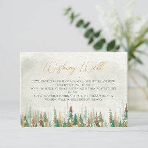 Waterverf Rustieke bospijnbomen die het goed wense Informatiekaartje