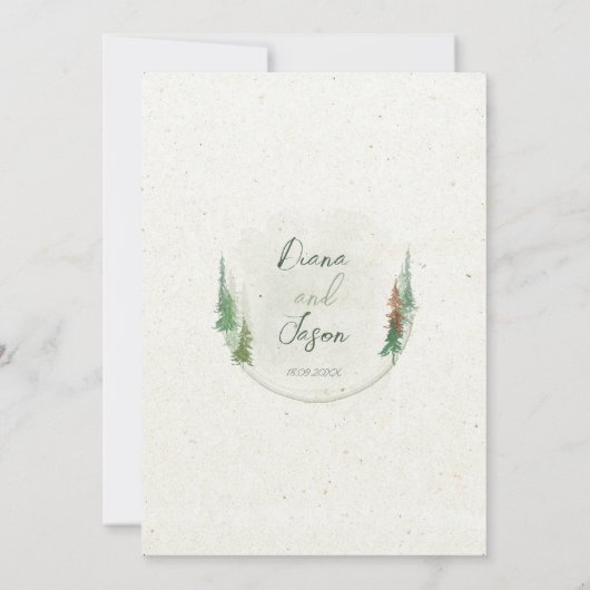 Waterverf Rustieke bospijnbomen Kaart (Achterkant)