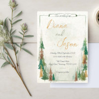 Waterverf Rustieke bospijnbomen