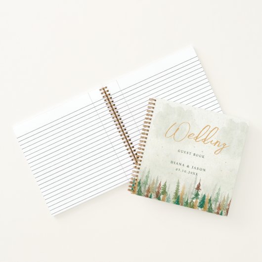 Waterverf Rustieke bospijnbomen Notitieboek (Binnen)