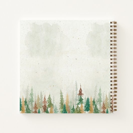 Waterverf Rustieke bospijnbomen Notitieboek (Achterkant)