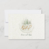 Waterverf Rustieke bospijnbomen RSVP Kaartje (Achterkant)