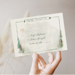 Waterverf Rustieke bospijnbomen RSVP Kaartje