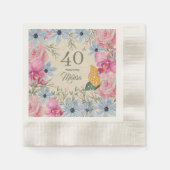 Waterverf rustieke botanische 40e verjaardag servet (Voorkant)