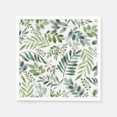 Waterverf rustieke botanische bladeren servet (Voorkant)