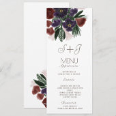Waterverf Rustieke Botanische Flora Boeket - Menu (Voorkant / Achterkant)