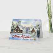 Waterverf Rustieke Country Barn Christmas Feestdagen Kaart (Voorkant)