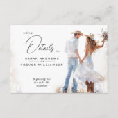 Waterverf rustieke cowboy bruiloft informatiekaartje (Voorkant)