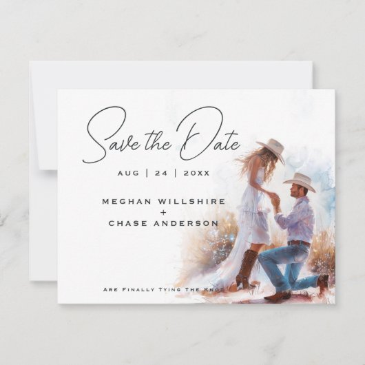 Waterverf rustieke cowboy bruiloft kaart (Voorkant)