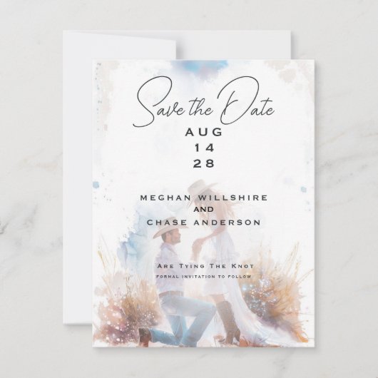 Waterverf rustieke cowboy bruiloft kaart (Voorkant)