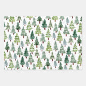 Waterverf rustieke dennenboom winterbos inpakpapier vel (Voorkant 2)