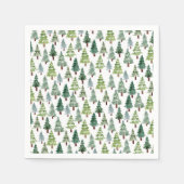 Waterverf rustieke dennenboom winterbos servet (Voorkant)