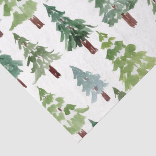 Waterverf rustieke dennenboom winterbos tissuepapier (Detail)