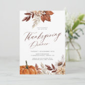 Waterverf rustieke elegante Thanksgiving Diner Kaart (Staand voorkant)