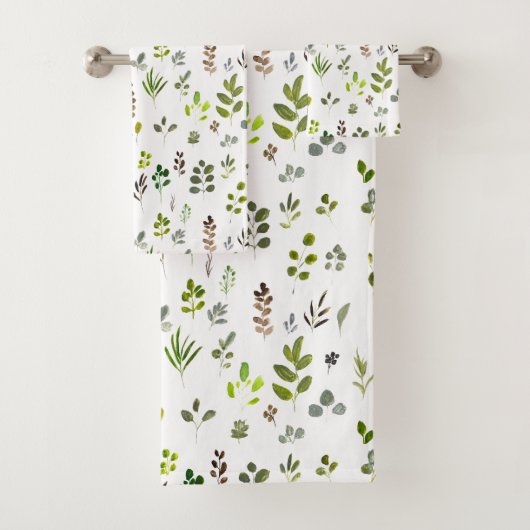 Waterverf rustieke eucalyptus bladeren patroon bad handdoek (Insitu)