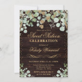 Waterverf rustieke Eucalyptus Gold Sweet 16 Kaart (Voorkant)