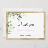 Waterverf rustieke eucalyptus groen goud Bedankt Kaart (Voorkant)