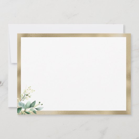 Waterverf rustieke eucalyptus groen goud Bedankt Kaart (Achterkant)