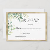 Waterverf rustieke eucalyptus groen goud RSVP Kaart (Voorkant)