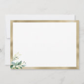 Waterverf rustieke eucalyptus groen goud RSVP Kaart (Achterkant)