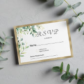 Waterverf rustieke eucalyptus groen goud RSVP Kaart