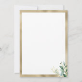 Waterverf rustieke eucalyptus groen gouden bruilof kaart (Achterkant)