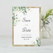 Waterverf rustieke eucalyptus groen Save The Date Kaart (Staand voorkant)
