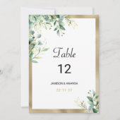 Waterverf rustieke eucalyptus groen Tabel Nummers Kaart (Voorkant)