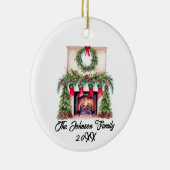 Waterverf rustieke familie Keepsake Christmas Keramisch Ornament (Rechts)