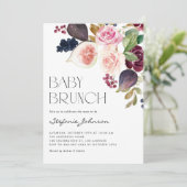 Waterverf Rustieke Fig en Berry Floral Baby Brunch Kaart (Staand voorkant)