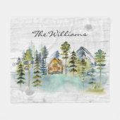 Waterverf rustieke Foggy Forest Mountain Cabin Fleece Deken (Voorkant (Horizontaal))