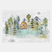 Waterverf rustieke Foggy Forest Mountain Cabin Inpakpapier Vel (Voorkant)