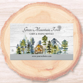 Waterverf rustieke Foggy Forest Mountain Cabin Rechthoekige Sticker