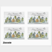 Waterverf rustieke Foggy Forest Mountain Cabin Rechthoekige Sticker (Vel)